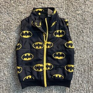 Retro Batman Black and Yellow Logo Puffer Vest Fits size 5t-6